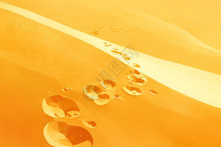 沙漠中消失的足迹插画