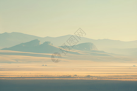 黎明天空荒芜沙漠插画