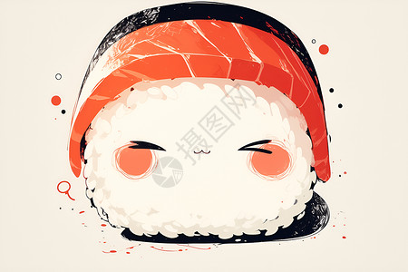 寿司卷微笑的寿司角色插画
