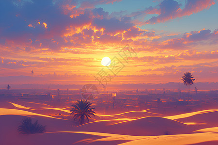 黄昏时分的沙漠背景图片