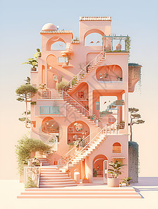 梦幻粉色之家背景图片
