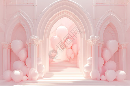粉色气球廊道背景图片