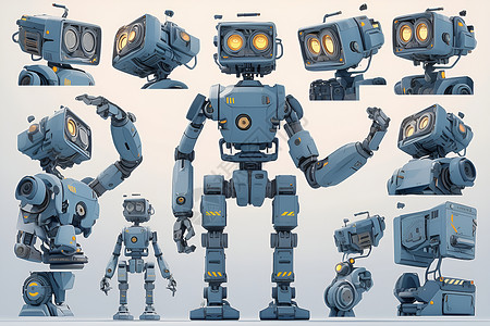 科技动画机器人角色插画