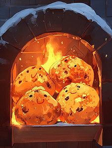 碳烤炉可爱的烤红薯插画