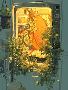 烤箱外面的植物背景图片