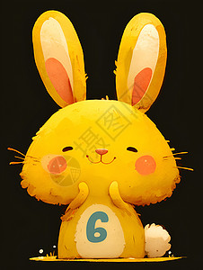 6月6号可爱的6号小兔子插画