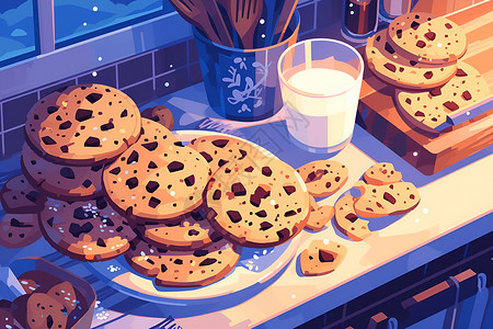 厨房间厨房里的饼干插画