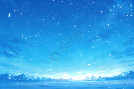 冬日景象冬日星空中的宁静景象插画