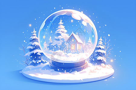 冬日奇幻雪球中的神奇景象背景图片