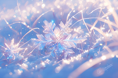 梦幻的水晶雪花背景图片