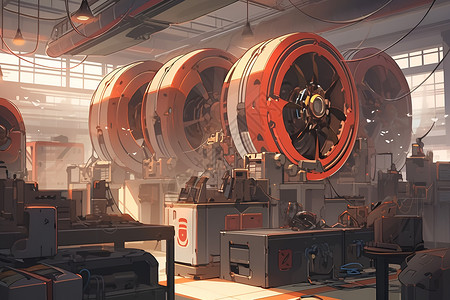 工业展示工厂中的机器插画插画