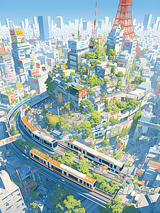 繁荣城市繁荣的城市景象插画
