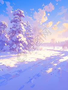 冬季美丽雪景背景图片