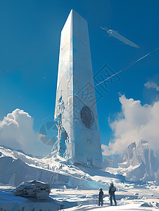 冰上的白色尖碑背景图片