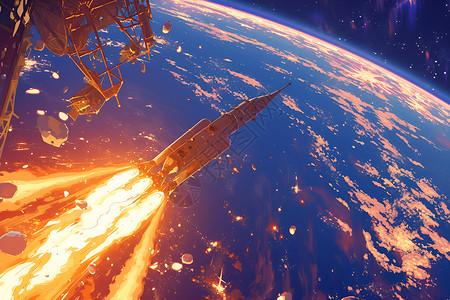 火箭穿越太空背景图片