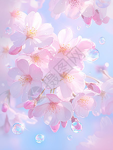 春日盛开的粉色樱花背景图片