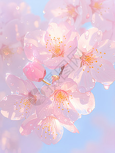 粉色樱花怒放背景图片