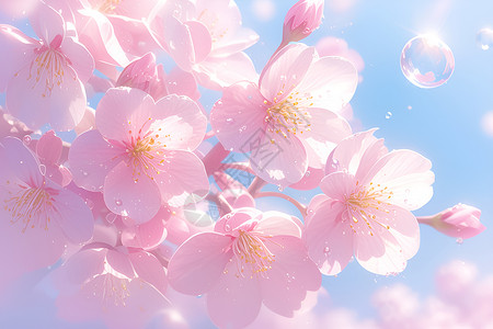 樱花的唯美插画背景图片