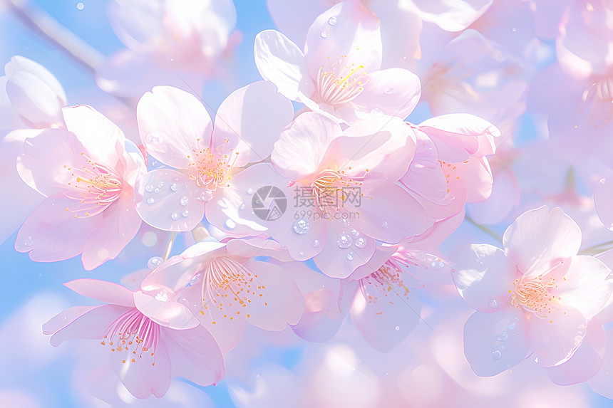 婀娜多姿的粉色樱花图片