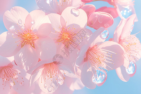 粉色樱花绽放背景图片