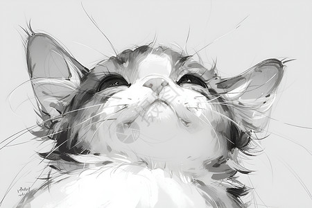 黑白线稿猫咪背景图片