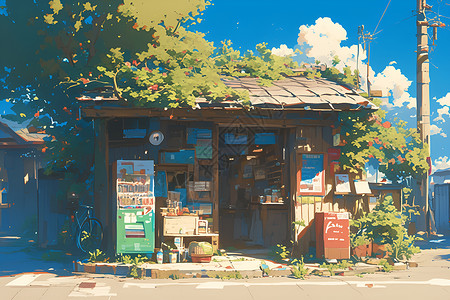 学校后门边的小商店背景图片