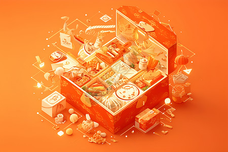 中国新年礼盒背景图片