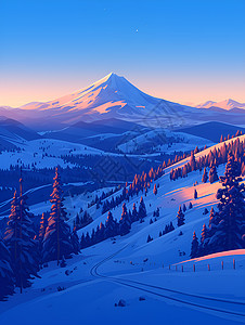 绘画的雪山插画背景图片
