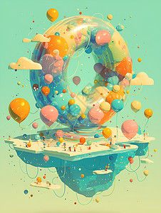 奇幻的彩虹气球背景图片