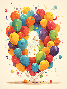 绚丽融合字母的气球背景图片
