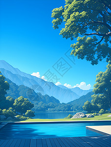 清新如画的湖泊背景图片