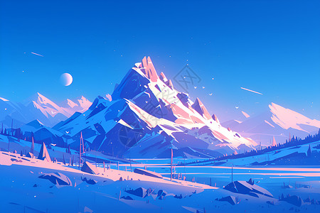 美丽梦幻的雪山背景图片