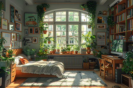阳光照耀下的温馨公寓背景图片