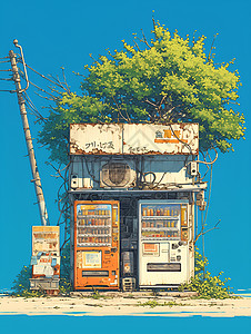 怀旧的小店背景图片