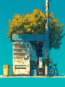 街边的自动售货亭背景图片