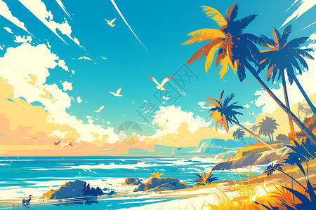 海滩仙境背景图片