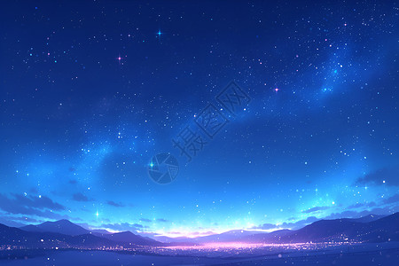 冬日星空下的雪景背景图片