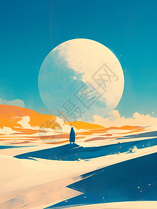 沙漠冒险星际探险之旅插画
