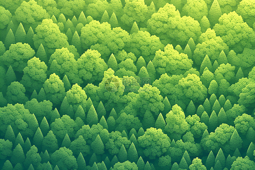 沉浸于绿色森林中图片