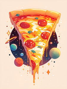 星空中的披萨背景图片