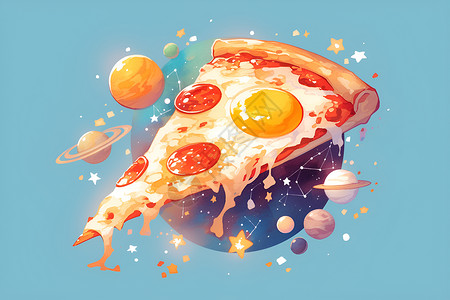 太空中的披萨宇宙背景图片