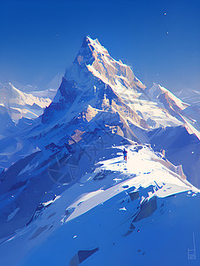 美丽的雪山插画背景图片