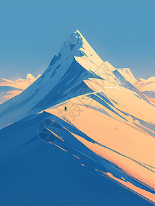 金海雪山夜空照耀下的雪山插画
