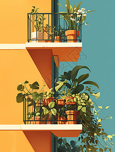 阳台上的植物背景图片