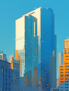 阳光照耀下的摩天大楼背景图片
