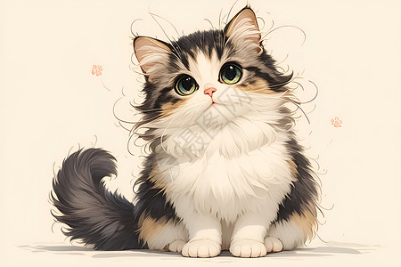小猫水墨画背景图片