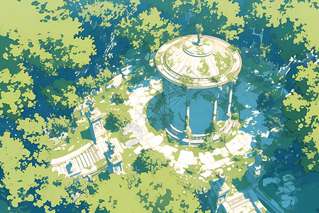 古巴比伦空中花园风景如画的空中花园插画