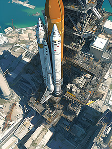 火箭发射台插图背景图片