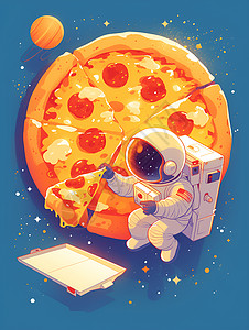 披萨上的宇航员背景图片