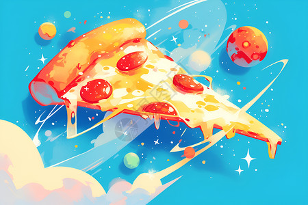 宇宙中的披萨片背景图片